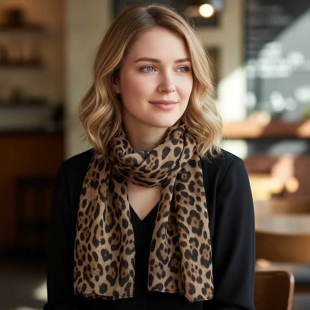 New Soft Leopard Print Scarf Big Size Trendy Voile Stoles Wrap Elegant Thin Fabric Shawls Women Fashion