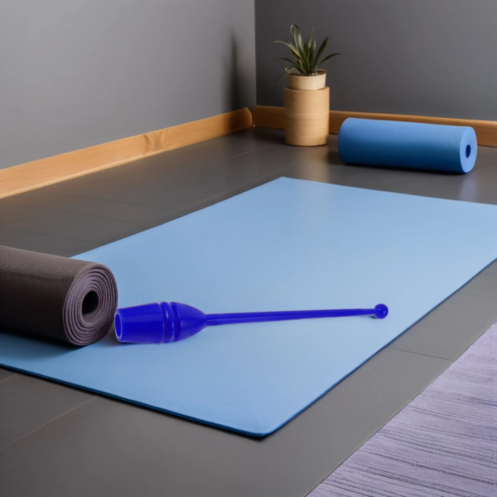 

2Pcs Rhythmic Gymnastics Stick Artistic Gym Training Equipment Fitness Tool Dark Blue for Kids Adults Home School Use