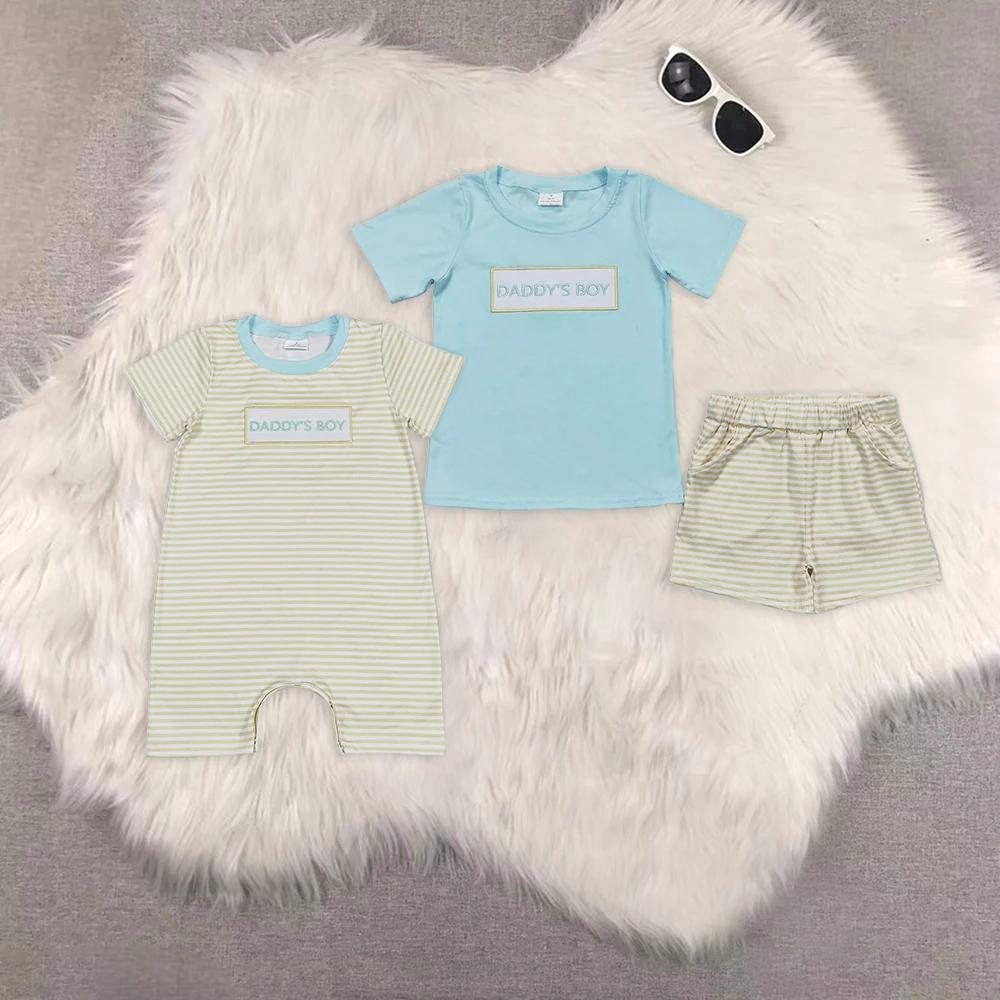 

BSSO0522 Wholesale Summer RTS kids clothes boys baby rompers Embroidery short-sleeved shorts sets Boutique baby boy clothes
