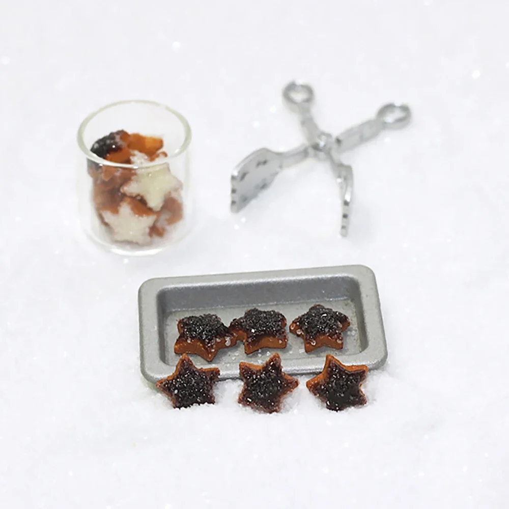 3/6 Uds 1/12 accesorios para casa de muñecas miniaturas estrella forma de luna galletas Mini modelo de postre juguete para decoración de casa de muñecas OB11 bjd