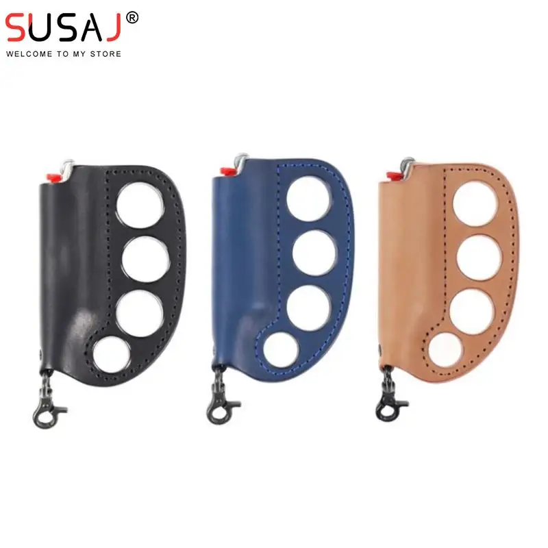 Outdoor Camping Lighter Protect Holster Knuckles Model Personal Defense Keychain Tool Lighter Leather Case EDC Tools Accessories