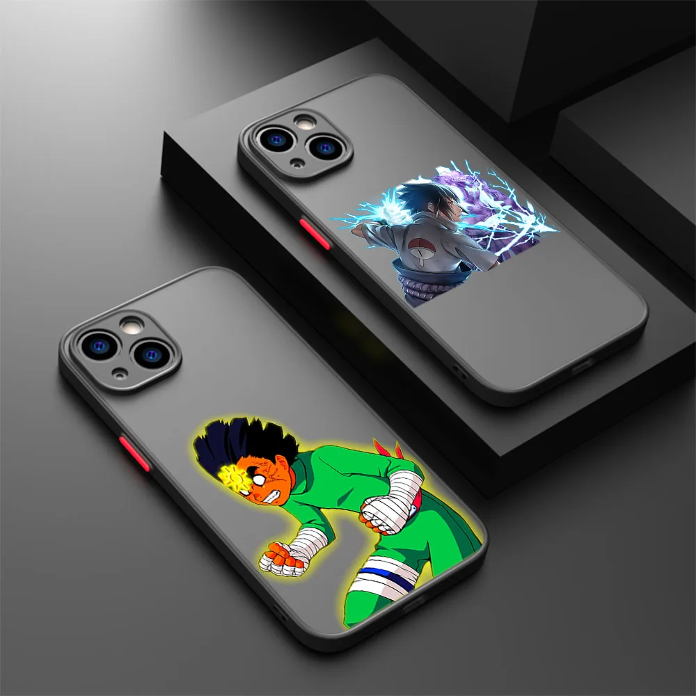 Luxury Anime N-Naruto Kakashi Frosted Translucent Phone case For iPhone 15 14 13 12 11 Pro Max XS Max SE X XR 7 8 Plus 6S Cover