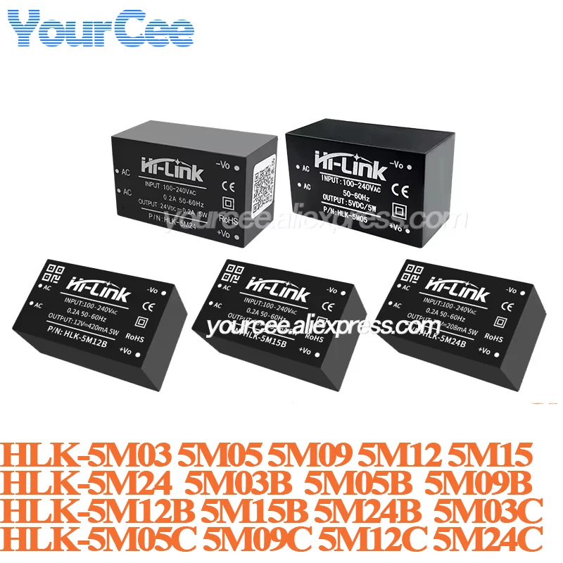 5W 220V to 5V/3.3V/9/12V/15V/24V AC to DC Step Down Buck Power Supply Module HLK-5M03 HLK-5M05 HLK-5M09 HLK-5M12 5M24 5M15 5M03C