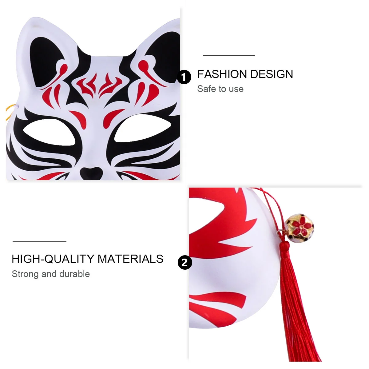 2 Pcs Fox Noodle Cosplay Mask Chic Cat Shape Masks Lightweight for Masquerade Plastic Half-faced