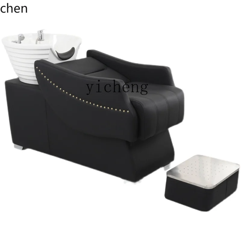 YFY  Shampoo Chair Barber Shop Hair Salon Flushing Bed Ceramic Basin Lying Half