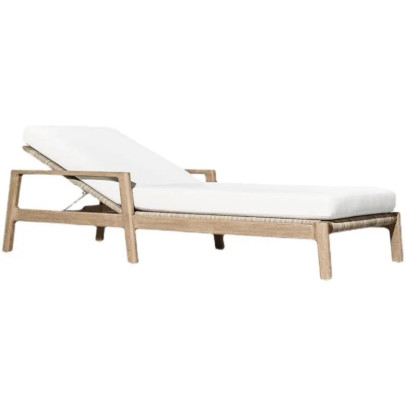 Sales office Outdoor bed teak anticorrosive solid wood furniture Beach seaside leisure