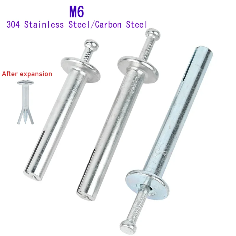 M6 304 Stainless Steel/Carbon Steel Hammer Drive Rivet Percussion Expansion Nail Kit Knock Type Tapping Screws for Concrete Wall
