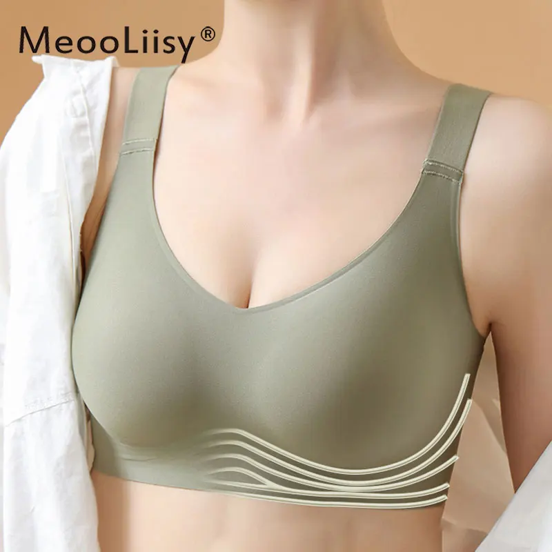 

Plus Size M-3XL Jelly Bra for Women Seamless 3D Soft Support Brassiere Wire Free Full Cup Minimizer Thin Cup Underwear