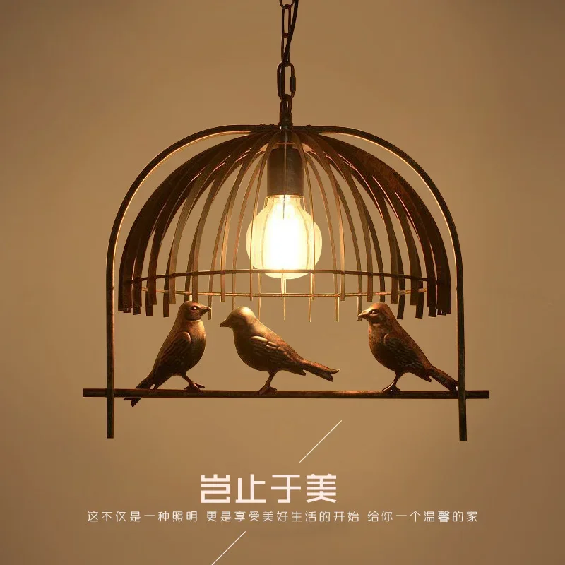 American Country Drop Light Kitchen Home Decor Headlight Cafe Chandelier Nordic Bird LED Lights Bedroom Dining Room Pendant Lamp