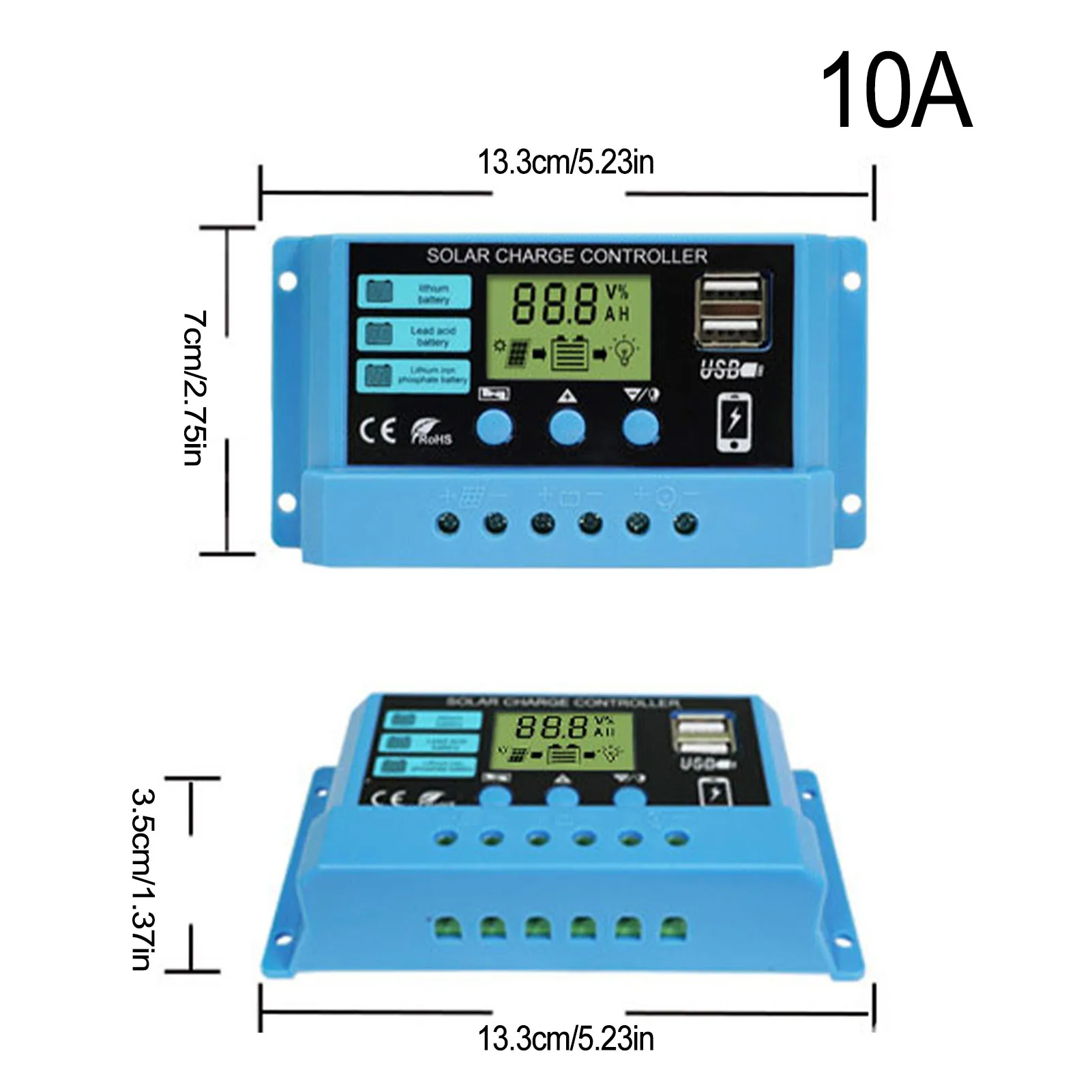 Mppt Solar Laadregelaar Pwm Zonnepaneel Controller 10A 20A 30A Zonne-energie Regulator 12V 24V Auto Dual usb Lcd Display