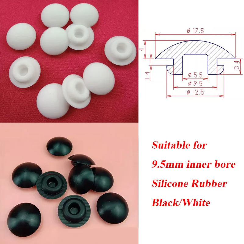 1/2/5/10Pcs 9.5mm Black/White Silicone Rubber Hole Caps Curved Snap-on Blanking End Bore Plug Dust-proof Waterproof Seal Stopper