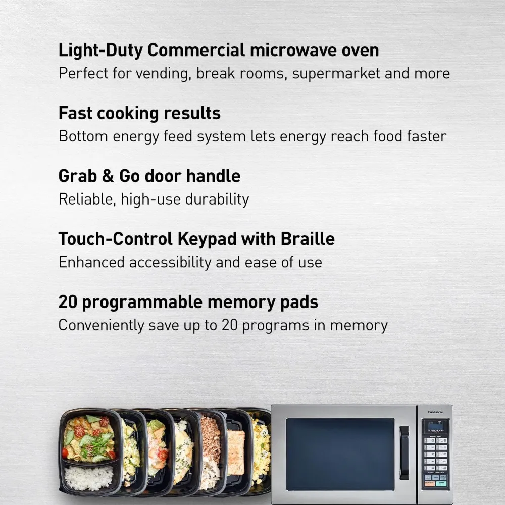 1000W Commercial Microwave Oven With 10 Programmable Memory,Stainless,Programmable and manual operation,0.8-cu. ft. capacity