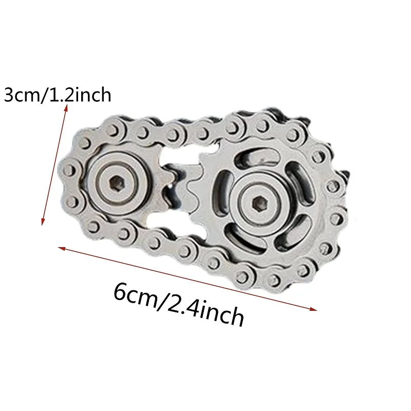 Metal Sprockets Flywheel Fingertip Gyro Sprockets Chains EDC Anti-Stress Adult Toys Gear Chain Gyro  Sproket Roadbike Spinner