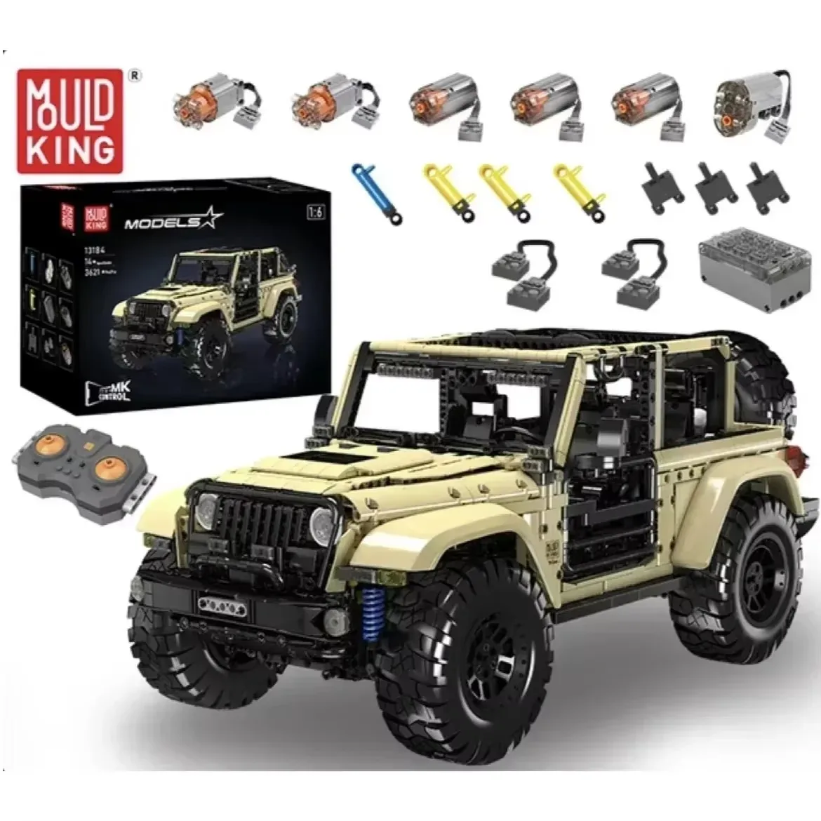 Mould King 13184 Technical APP/RC Motorized Wrangler SUV Car Building Block Toys for Boys Gift for Kids Model Kits for Adults