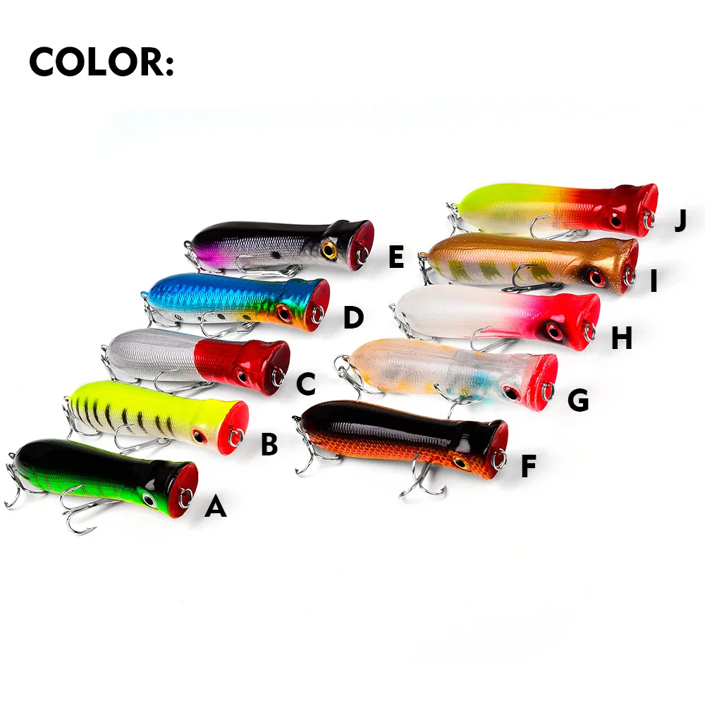 

1pcs Fishing Lure 10.5g 8cm Hard ABS Plastic Popper Lure 10 Color Crankbait Minnow Fishing Bait 6# Treble hook DXP002