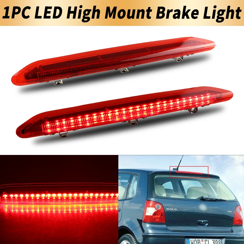 

1 шт. для VW POLO IV MK4 9N 9N3 хэтчбек 2002-2009, затемненный светодиодный третий стоп-сигнал, проекционный задний красный стоп-фонарь, OEM: 6Q6945097