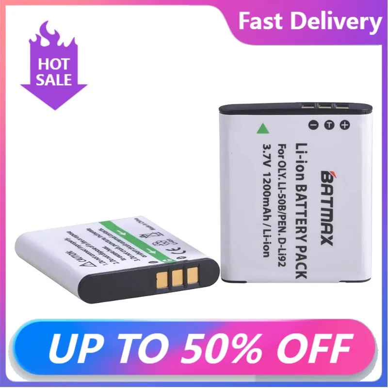 2Pcs Li-50B Li 50B Battery for Olympus U6010 U6020 Pentax XZ-1 SP-800UZ D-Li92 MJU 1010 1020 TG810 VR-340 SZ10