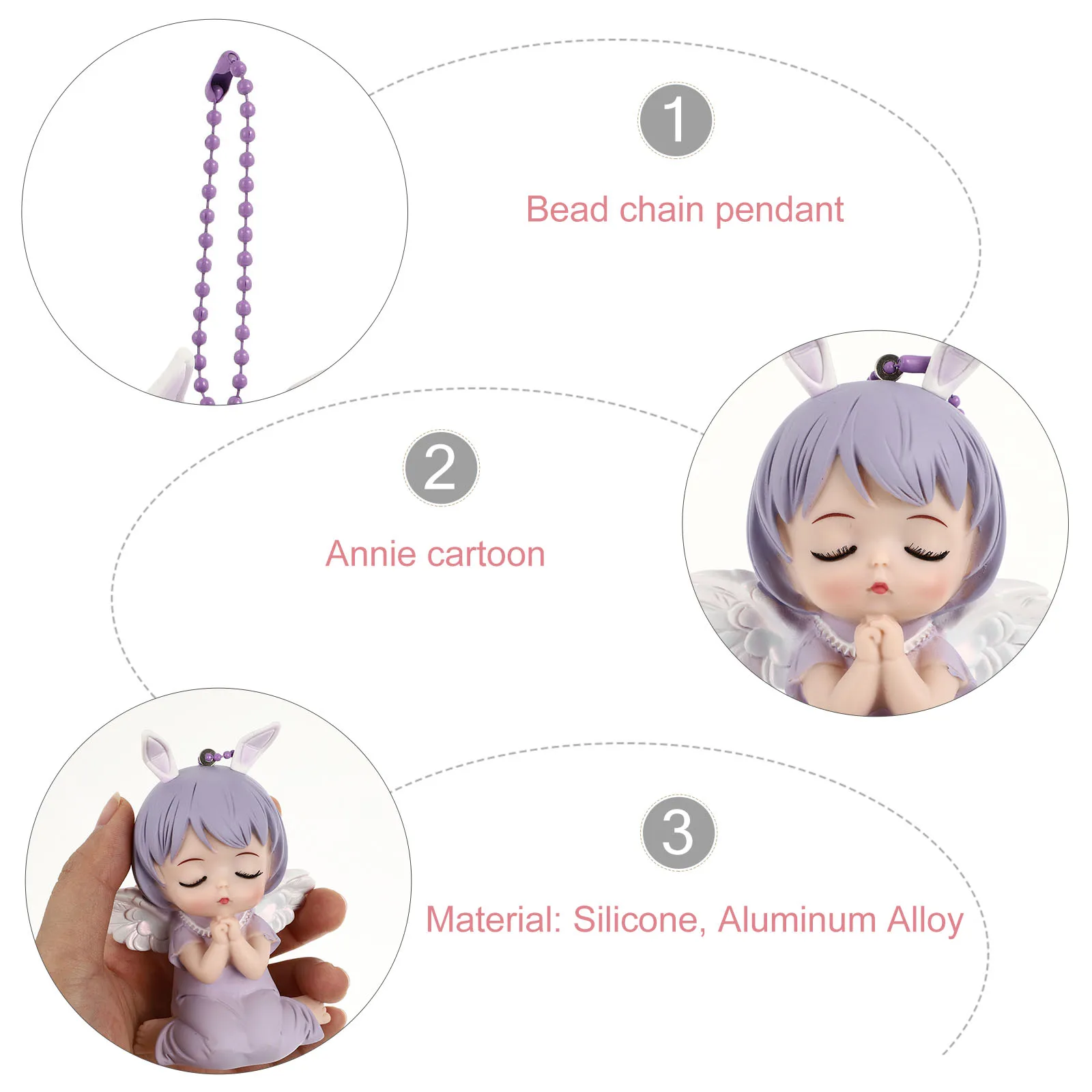 

Angel Keychain Pendant Cute Glass Charm For Bag Car Key Ring Women Gift Small Mini Tassel Silica Durable Lightweight Hang