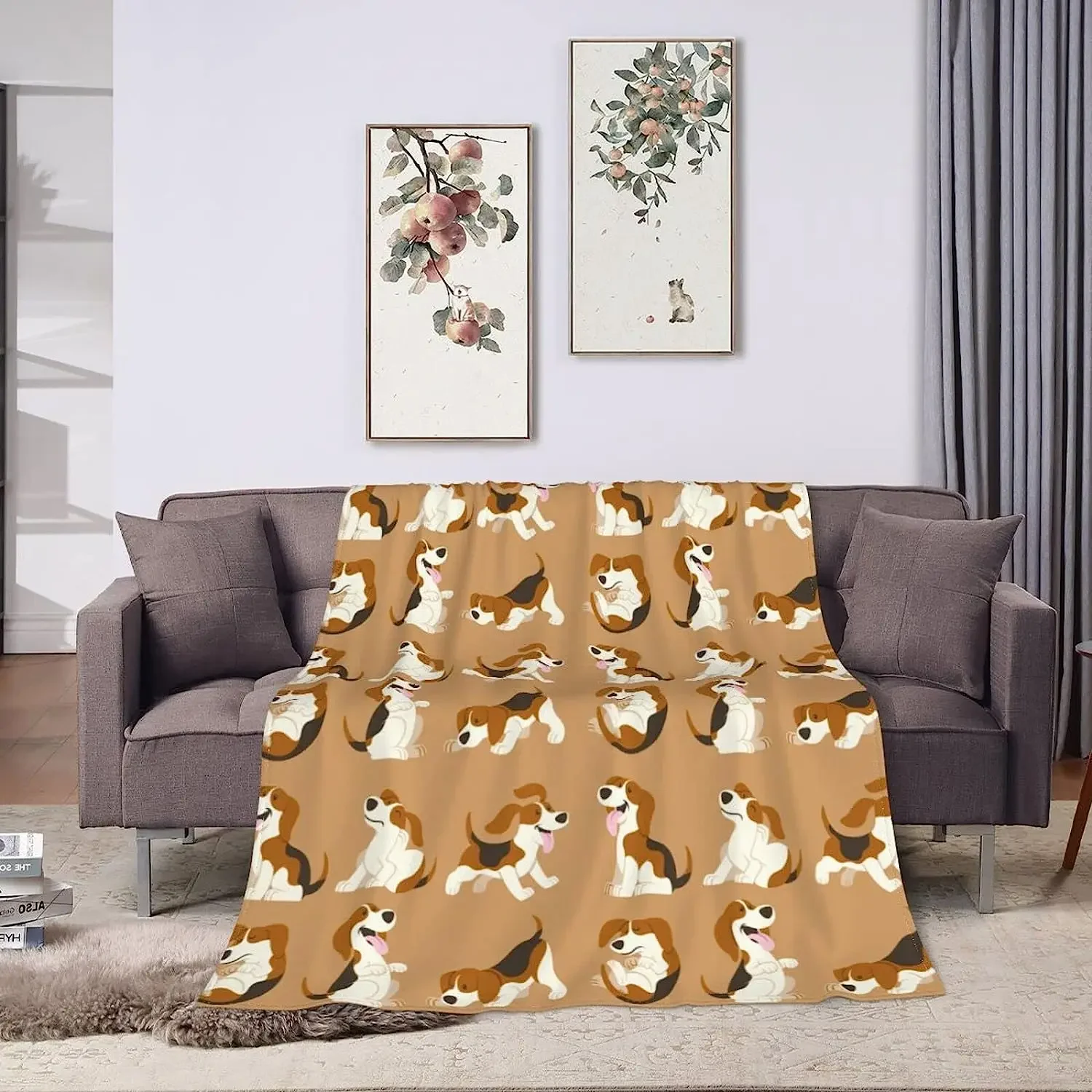 Beagle Dog Cartoon Flannel Fleece Bed Blanket Throw Blanket Lightweight Cozy Plush Blanket for Bedroom Living Rooms Sofa