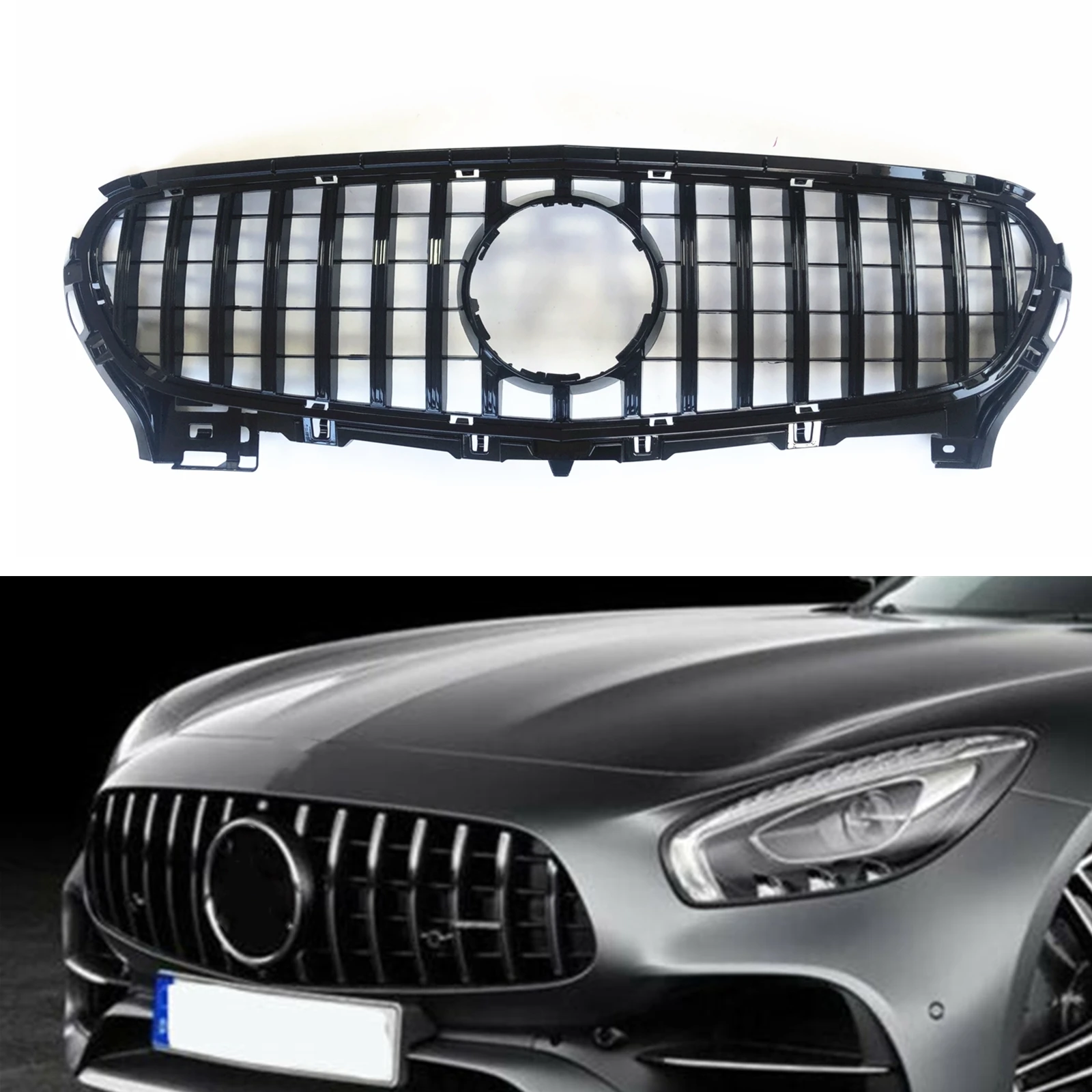 

Front Grille Grill For Mercedes-Benz AMG GT S C190 R190 2015-2016 2017 Coupe 2-Door GT Style Black Upper Bumper Hood Mesh Grid