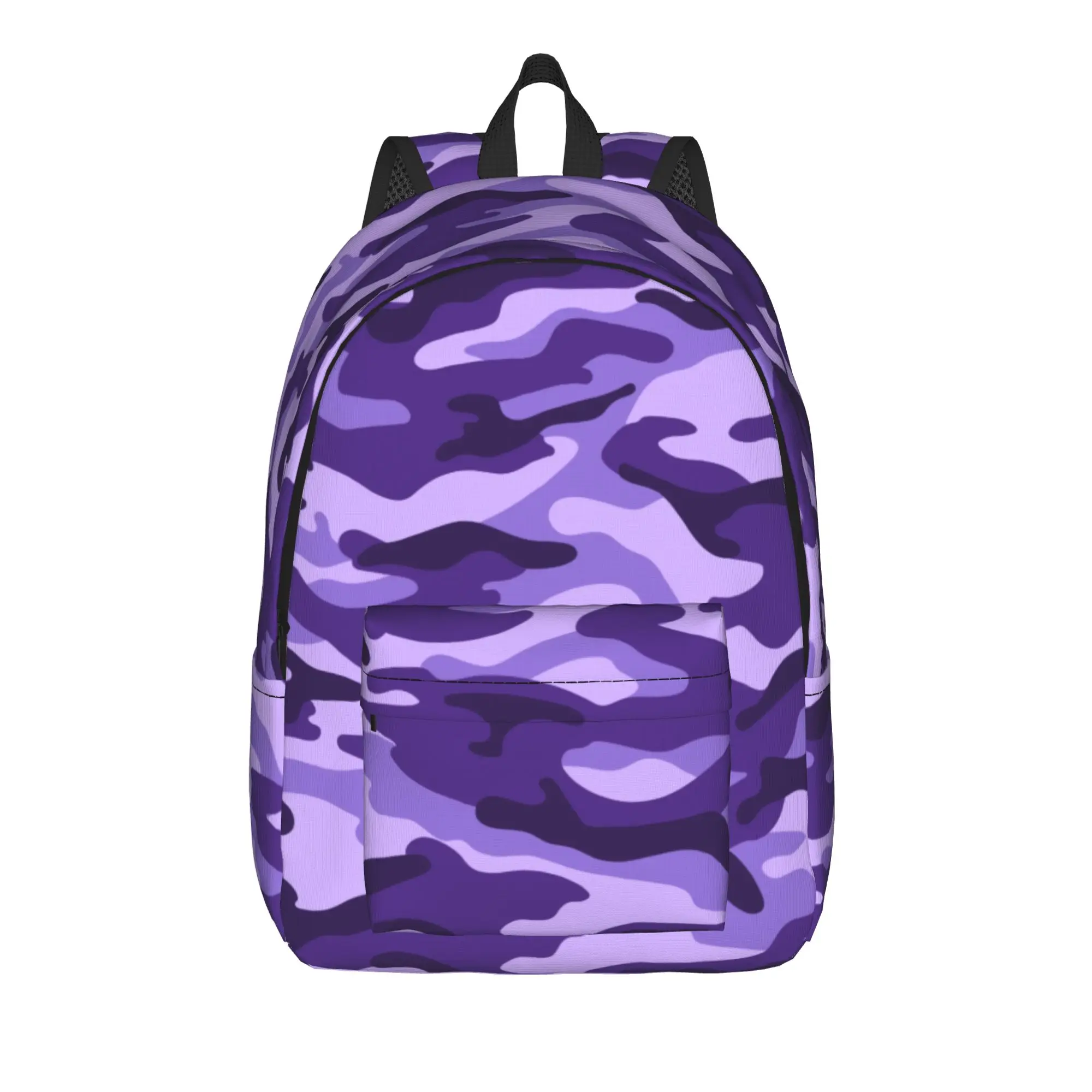 Purple Camouflage Pattern Fashion Backpack Outdoor Student Business Military Daypack for Men Women Laptop Computer Shoulder Bag