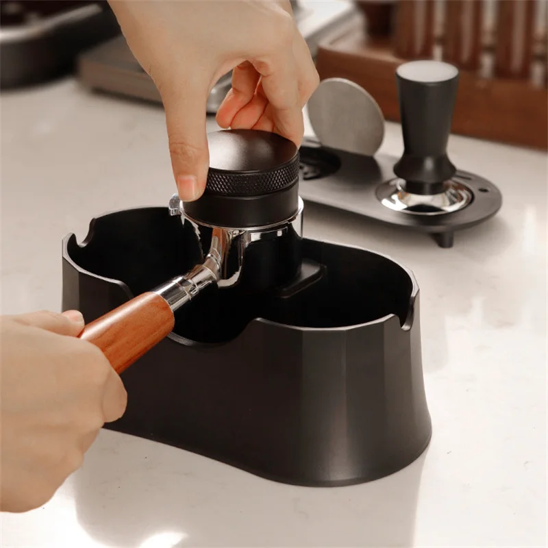 Mini ABS Espresso Tamper Station with Coffee Knock Box For Bottom Spout/Bottomless Coffee Handle 51/54/58mm Portafilter Holder