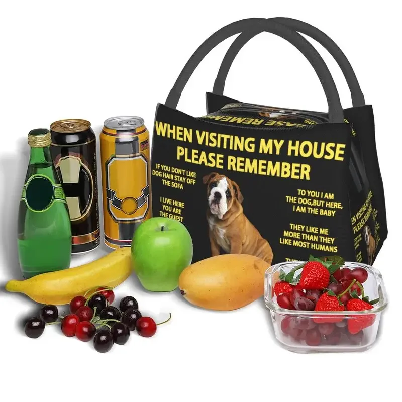 English Bulldog Insulated Lunch Bags for Outdoor Picnic Resuable Cooler Thermal Bento Box Women