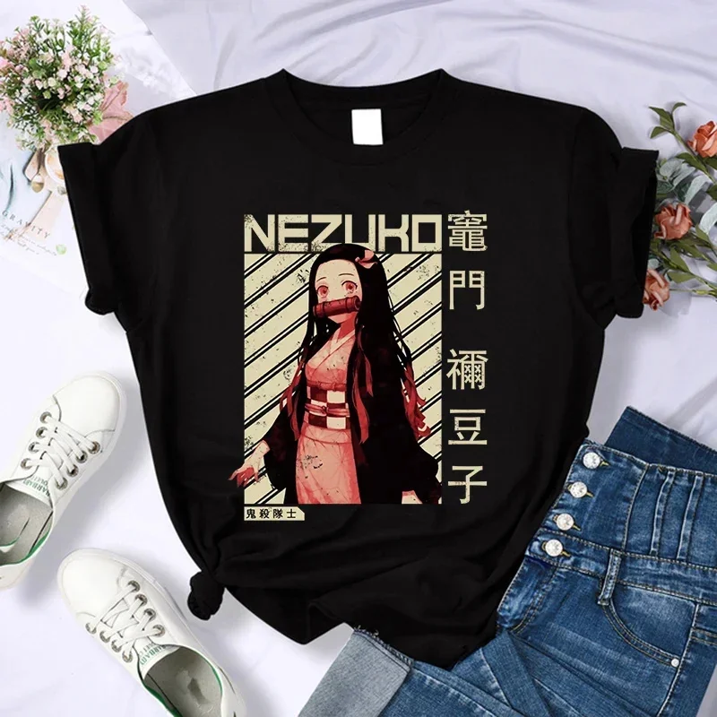 Demon Slayer T Shirt Donna Kimetsu No Yaiba Nezuko Maglietta femminile Tanjirou Kamado Maglietta grafica Anime giapponese Manga T-shirt