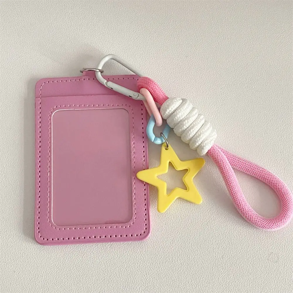 Colorful Cute Card Holder Candy-colored Braided Chain Card Storage Bag PU Keychain Card Sleeves Bus Card