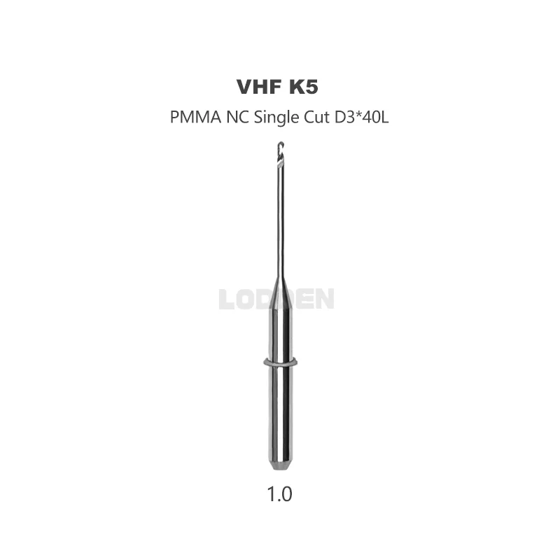 Frezarka dentystyczna do frezarki do VHF K5 PMMA NC jednokrotnej długości całkowitej igły D3 * 40L materiały laboratorium dentystyczne 1.0/2.0/2.5mm