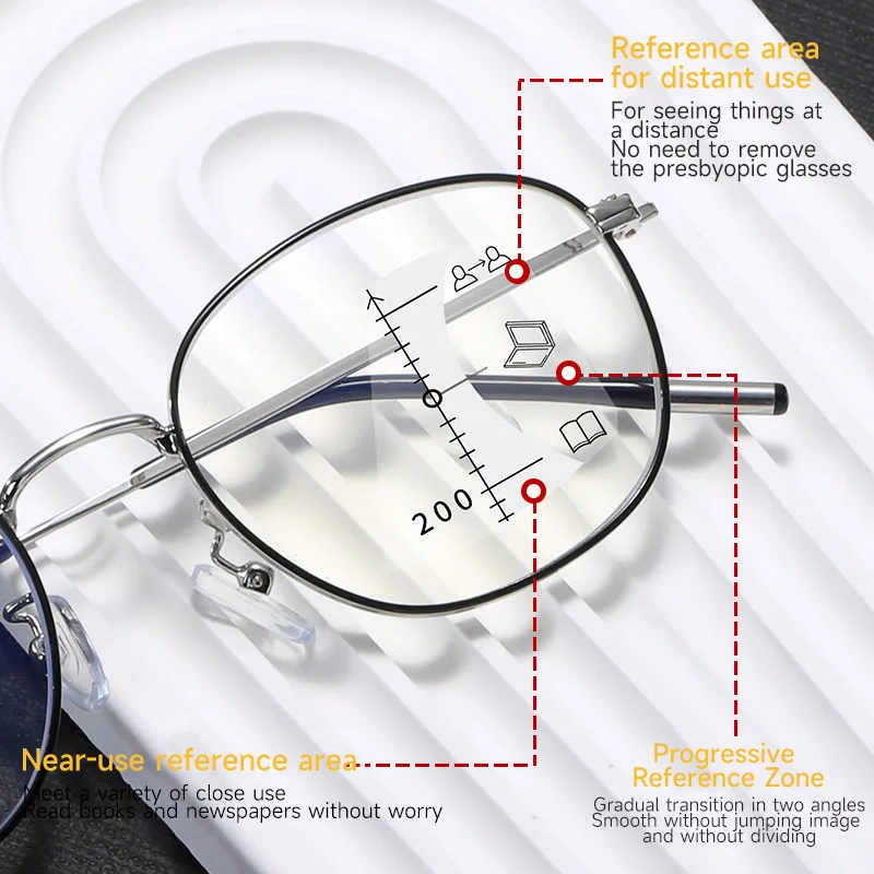 

Progressive Multi-focus Reading Glasses Anti Blue Light Far Near Dual-use Presbyopia Eyeglasses For Women Men Diopter +1.0 ~ 4.0