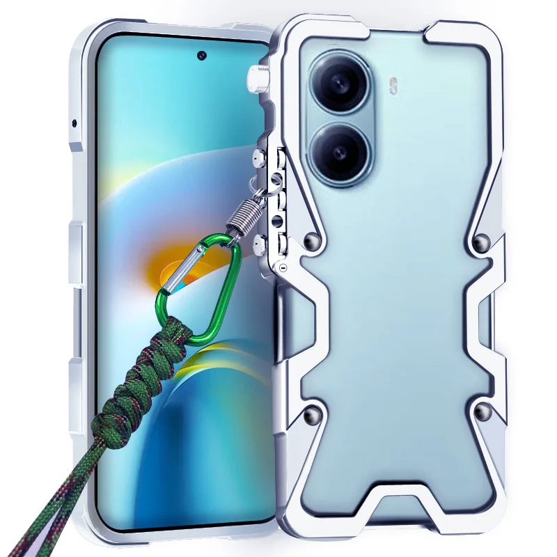 

Zimon Luxury Armor Metal Aluminum Phone Bumper For Redmi Turbo 5 3 4 Turbo5 Pro Cover Mechanical Purely Handmade Skull Case