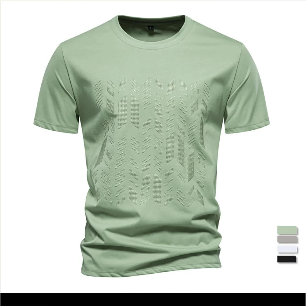 

Summer Cool Cotton Blend T-shirt for Men Short Sleeve Brand Quality Embroidery Mens T Shirts