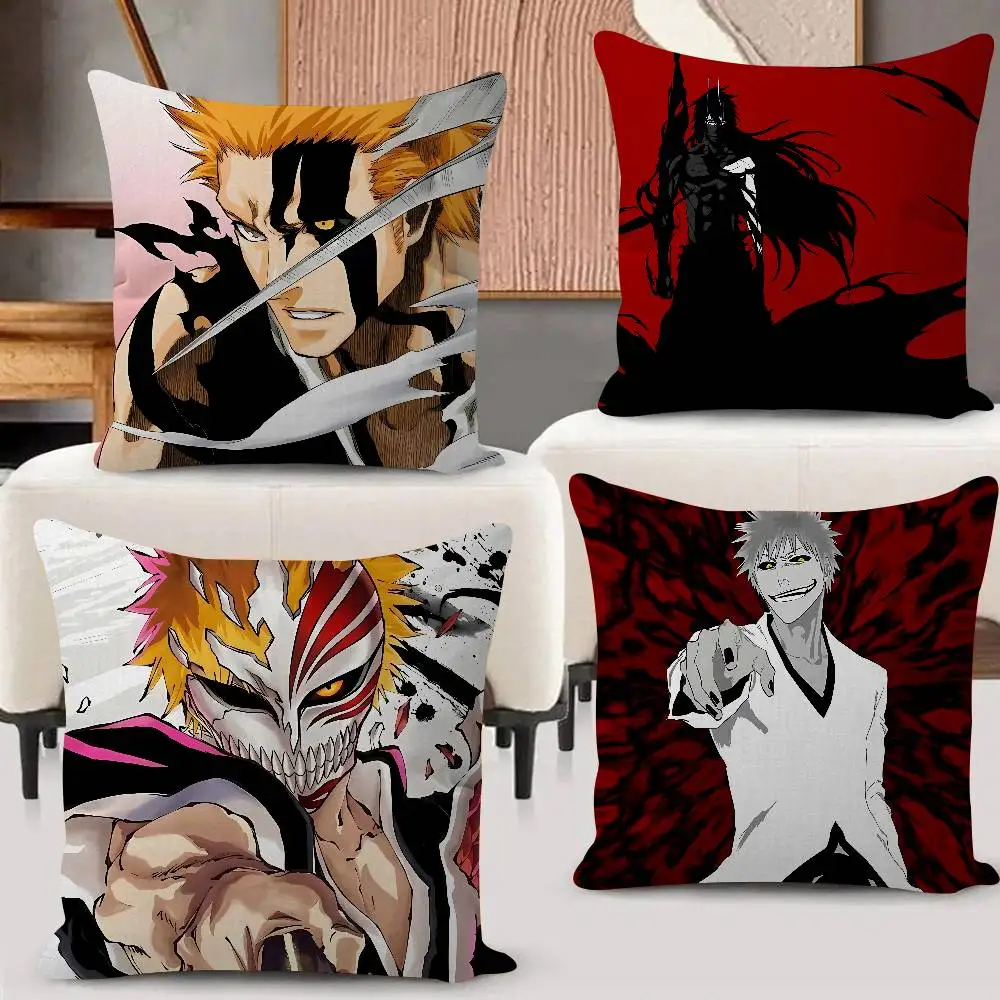 Hot Anime B-Bleach Ichigo Pillow Case For Sofa Decor Car Office Room Printing Cushion Cover Decorations And Protector
