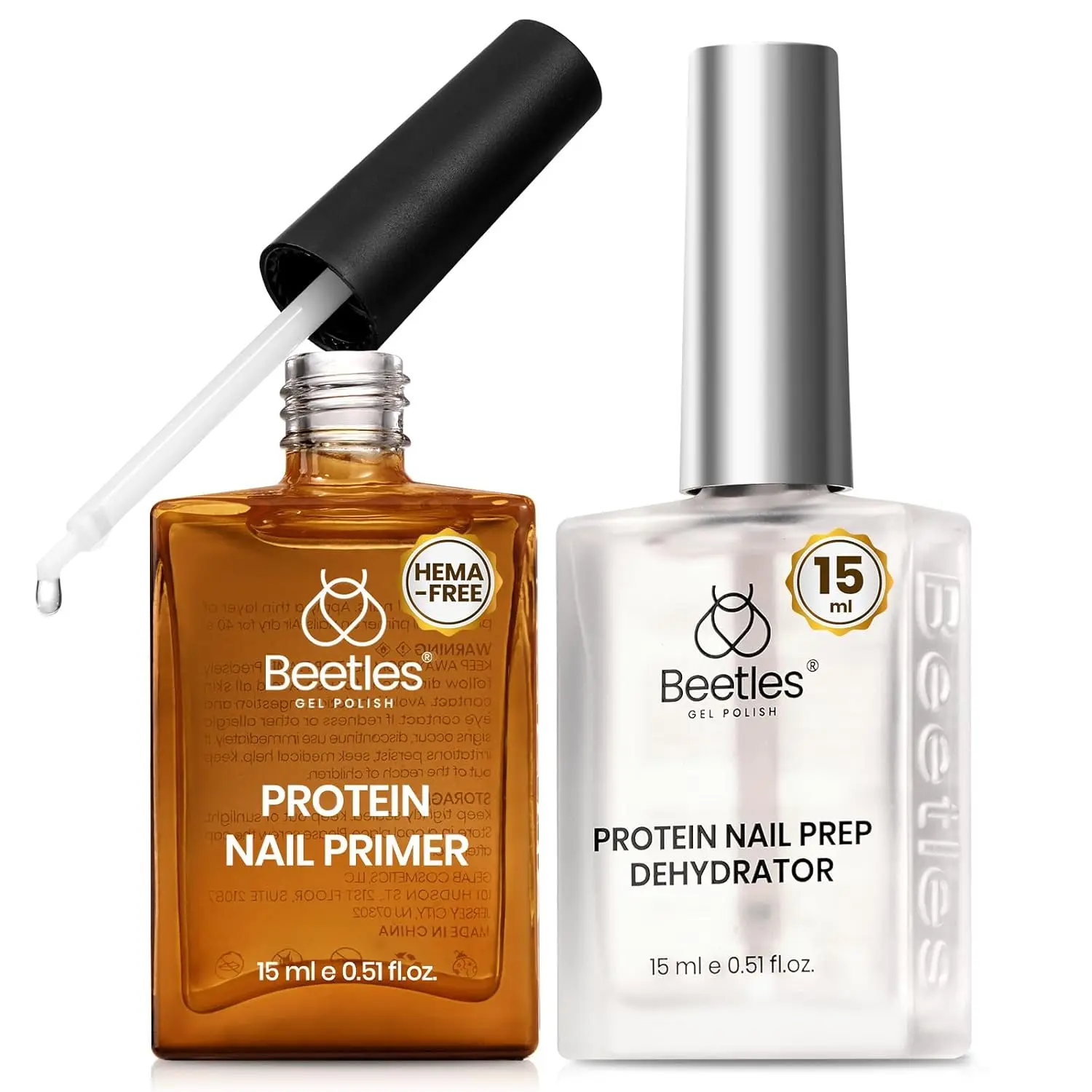 

15ml Protein Nail Prep Dehydrator and Primer Set - HEMA-Free, Acid-Free for Gel & Acrylic Nails