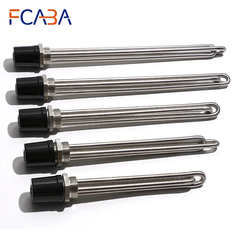

FCABA 220V Electric Immersion Heating Heater Element DN25/32mm 304 Stainless Steel Thread Water Heater Pipe with Locknut