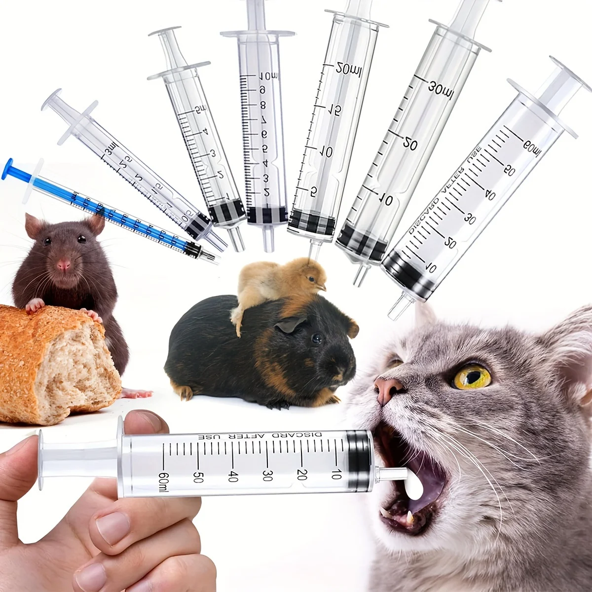 Tierfutterspender für Hamster, Papageien, Hunde und Katzen: Kapsel-Spritzen-Fütterungsgerät mit Mehrfachskala, Multifunktionale Dosierpumpe für Parfüm und Tinte