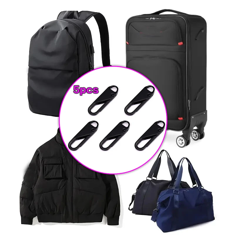 5pcs Zipper Slider Puller Instant Zipper Repair Kit Replacement For Broken Buckle Travel Bag Suitcase Zipper Head DIY Sewing