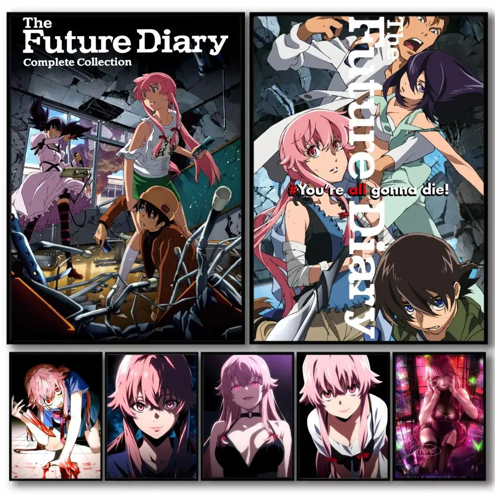 Anime F_Future D_Diary Painting Calligraphy Linen Canvas Poster Wall Prints for Living Room Bedroom Office Home Decoration