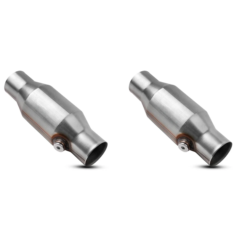 

2Pcs 2.5Inch Spun Universal Catalytic Converter High Flow Stainless Steel 425250 Exhaust Catalytic Converter