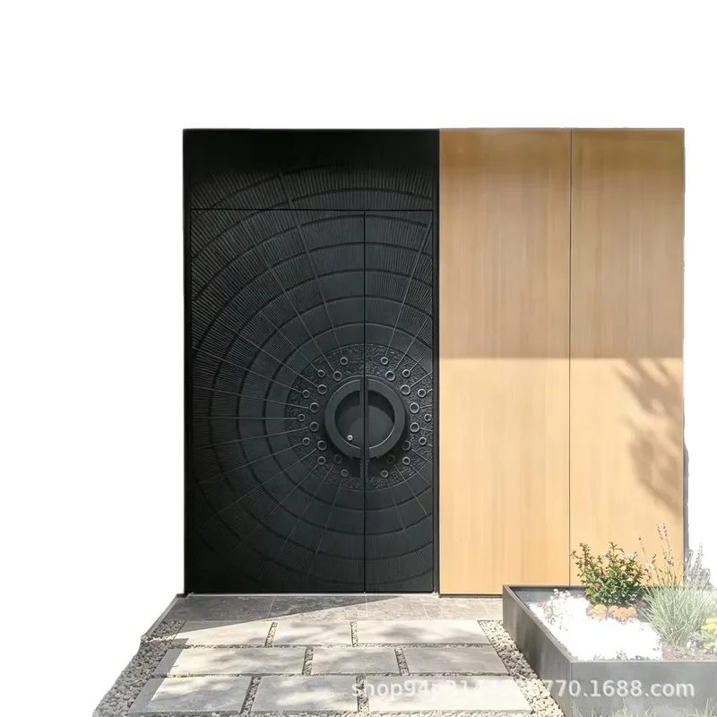 Cast Aluminum Entry Door System Villa Mother Child Front Gate Home Exterior Security Double Leaf Modern Design