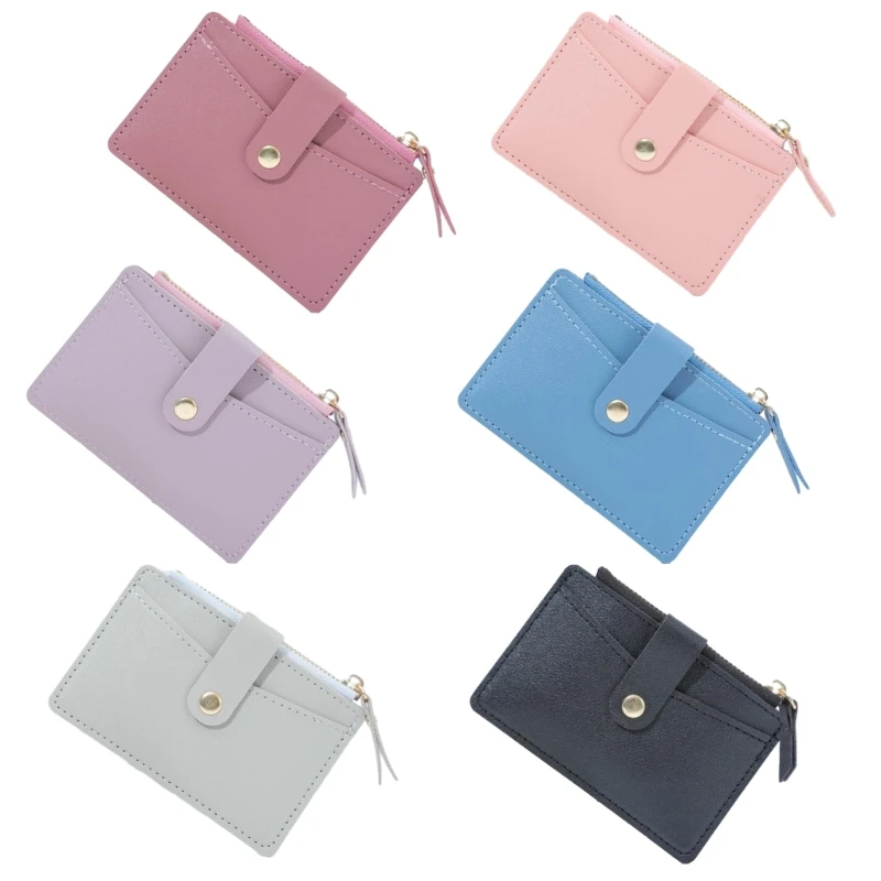 

Durable PU Leather Zippered Card Wallet Women Men Casual Solid Color Slim Bank Credit Card Holder Cash Pocket Short Coin Purse