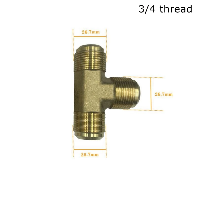 Tee De Ar Condicionado De Latão Forjado, SAE 1/4 3/8 1/2 3/4 fit, Rosca UNF, 3 Maneiras Igual Flare Conectando Adapeter De Encaixe De Tubulação