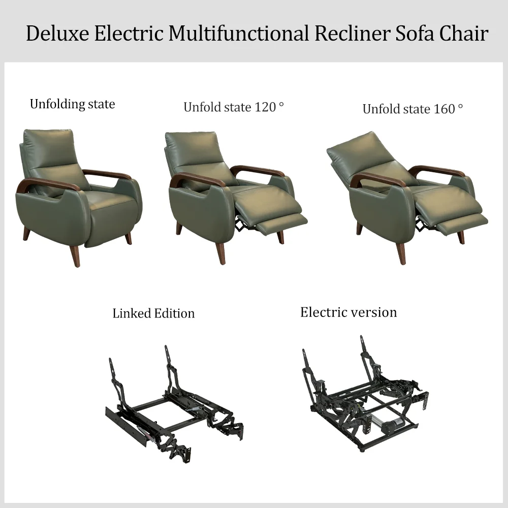 Solid wood armrest electric lift recliner heavy leather electric sofa anti-fouling and retractable