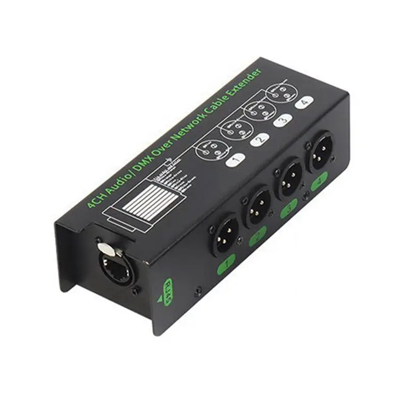 AS95 4CH 3 Pin Audio DMX over Network Cable Extender DMX512 Signal Extender XLR to RJ45 Ethernet Adapter Male for Stage Lighting