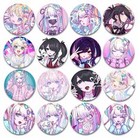 Needy Girl Overdose Cute Cartoon Button Pin Pixelation KAngel Ame-Chan Gothic Lolita Brooch Badge Bag Decor Fans Collect 50mm