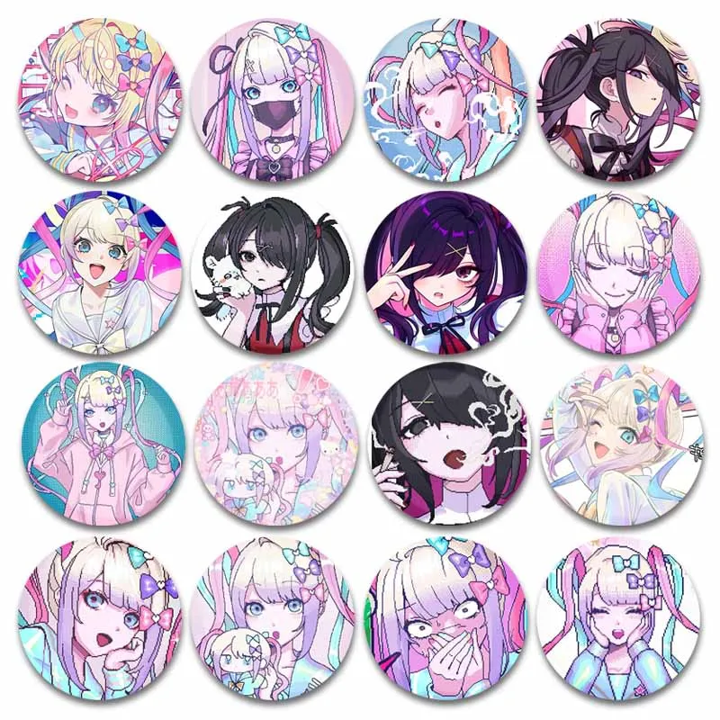 Needy Girl Overdose Cute Cartoon Button Pin Pixelation KAngel Ame-Chan Gothic Lolita Brooch Badge Bag Decor Fans Collect 50mm