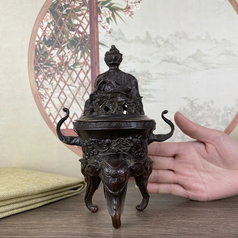 

Vintage Incense Burner Chinese Style Antique Three-Legged Elephant Trunk Incense Burner Home Tea Ceremony Tea Art Ornament Eleph