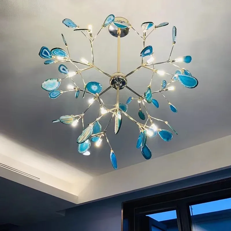 Firefly Chandelier Living Room Bedroom Flower Bedroom Kitchen Indoor Tree Branch Pendant Light LED Agate Chandelier Modern
