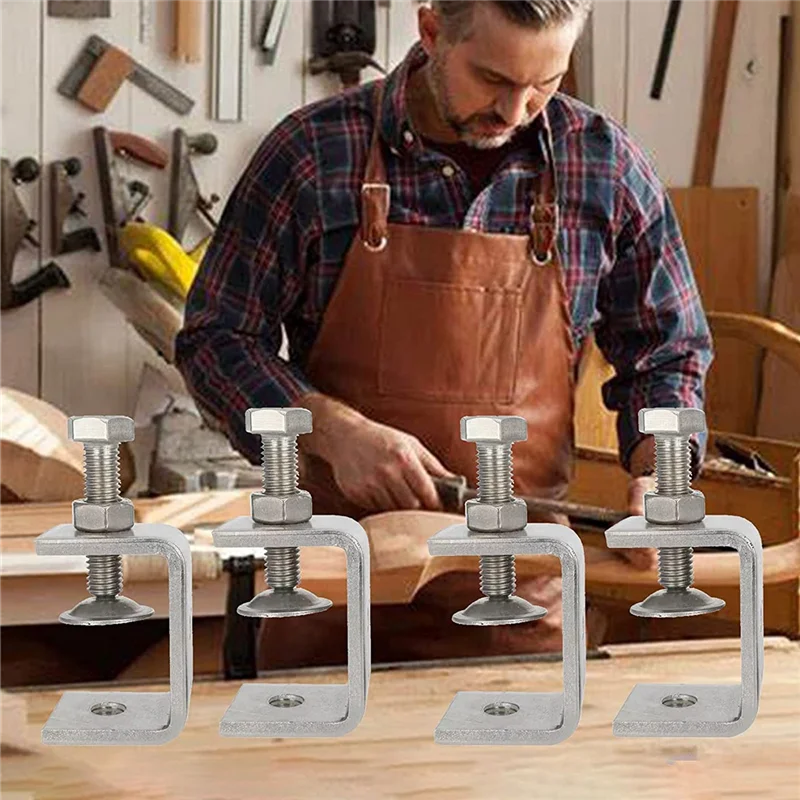 ABRW-Heavy Duty 304 Stainless Steel Clamps, Small Metal Clamps With Screws, Wide Jaw Open Clamps 65Mm (4 Pieces)